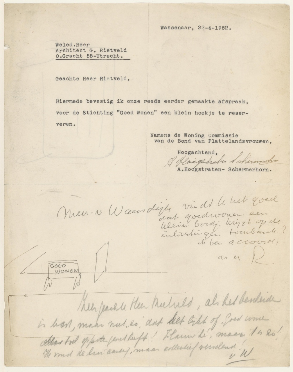 Brief van A. Hoogstraten aan G. Rietveld