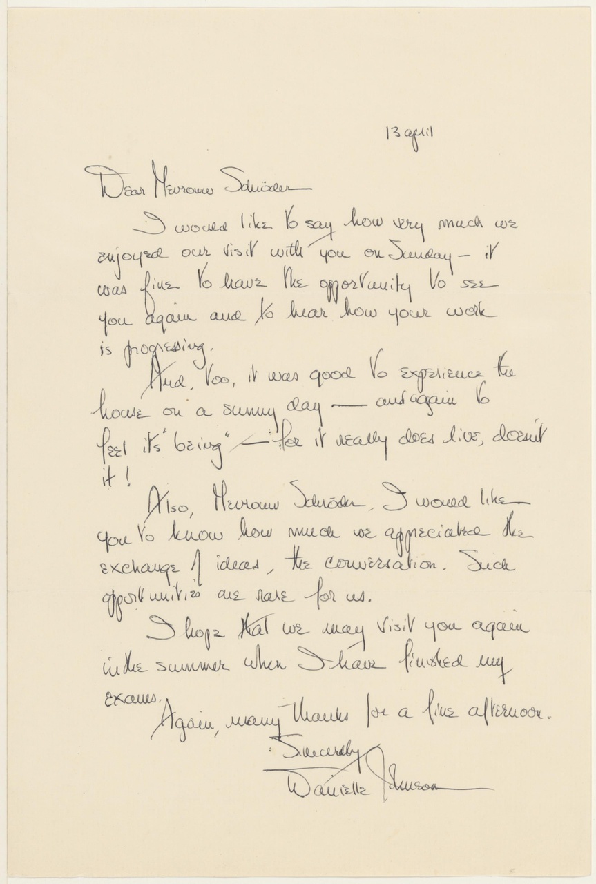 Brief van D. Johnson aan T. Schröder
