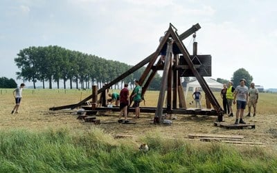 Testopbouw en schieten van trebuchet